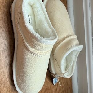 Cream Fuzzy Lined Slip-On Shoes